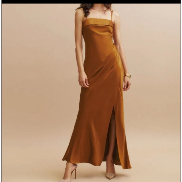 Women´s Reformation Copper Bronze Silk Maxi Dress Size...